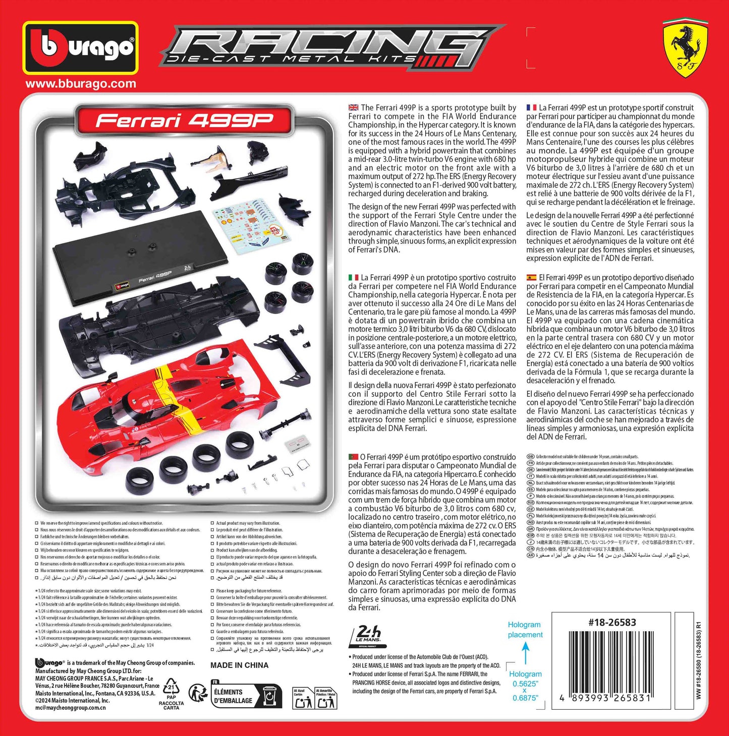 Modellbausatz Ferrari 499P #51 24h Le Mans Champion 2023 - Massstab 1:24