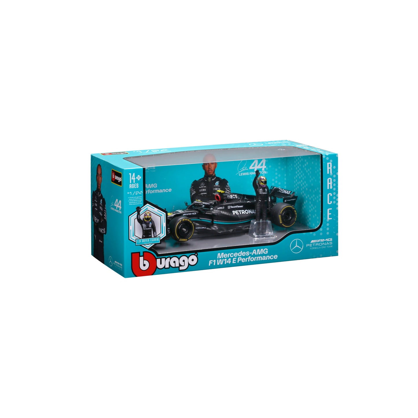 Mercedes W14 E Performance #44 Lewis Hamilton F1 2023 - Diecast Model 1:24 with Driver