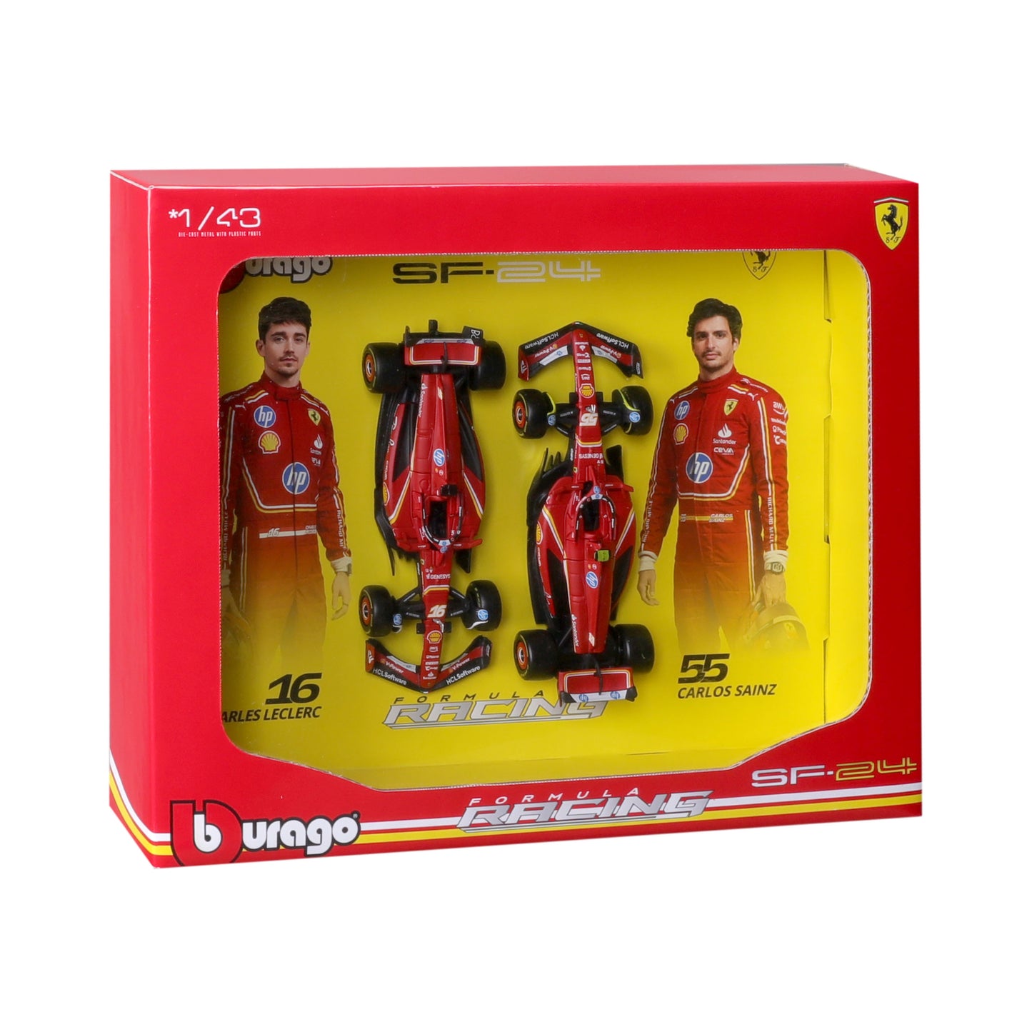 Set of 2 Models SF-24 #16 Charles Leclerc / #55 Carlos Sainz F1 2024 Scale 1:43 Imola Livery