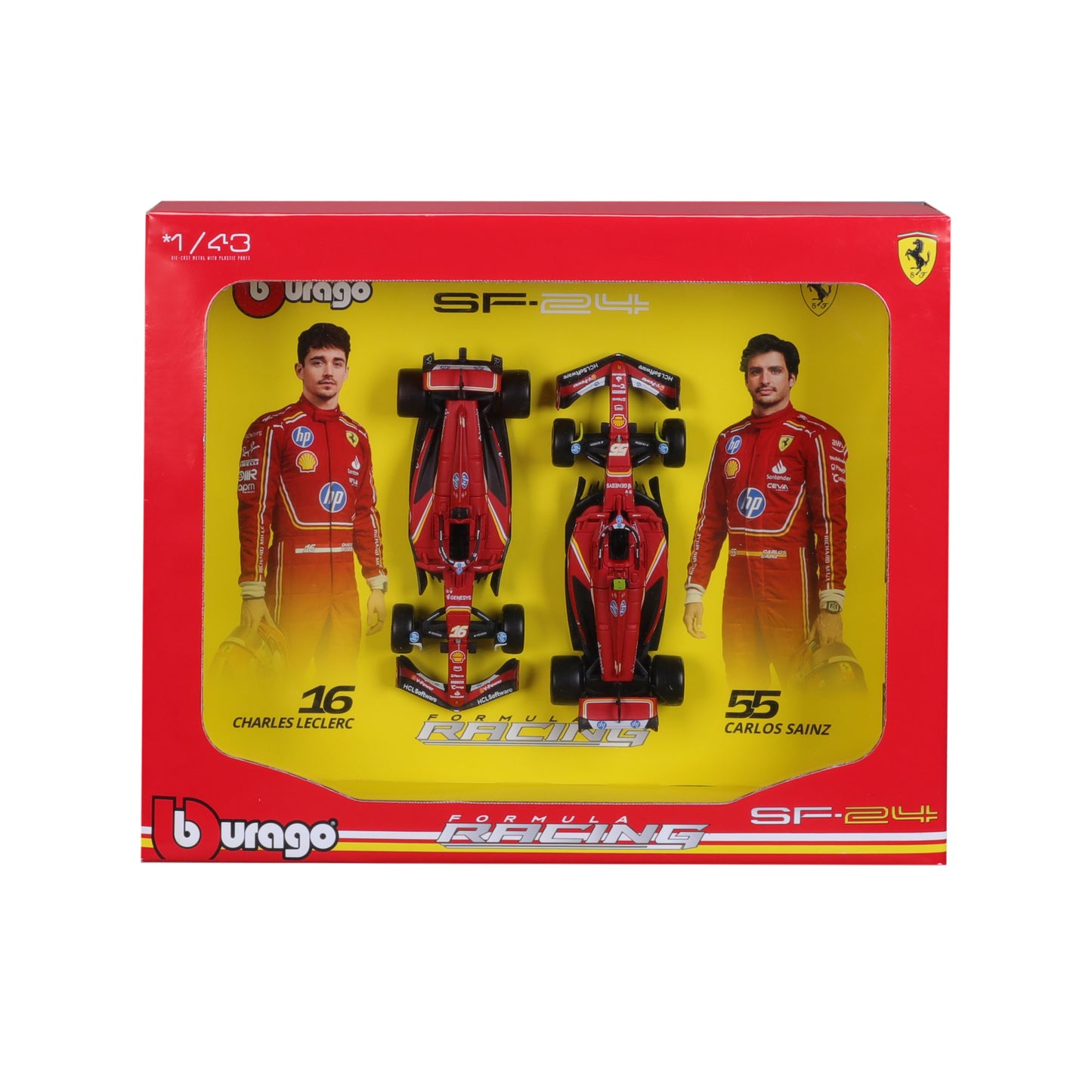 Set of 2 Models SF-24 #16 Charles Leclerc / #55 Carlos Sainz F1 2024 Scale 1:43 Imola Livery