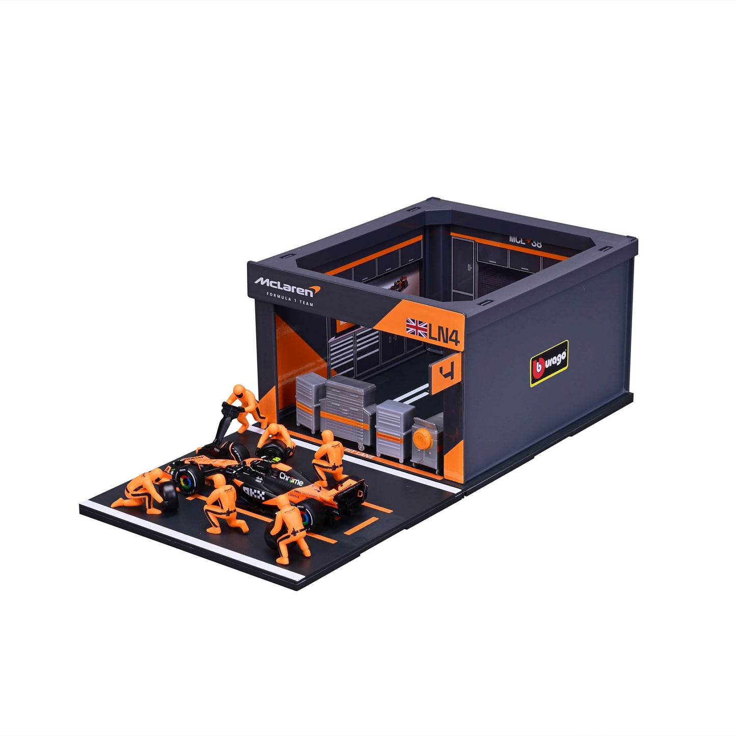 Pit Stop McLaren avec MCL38 #4 Lando Norris Mod`ele Diecast 'Echelle 1:43 F1 2024